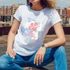 Summer WomensShort Sleeve CottonTShirtGreat Issue Flowerthemed Print for Outdoor GatheringsYoungWomenwith a TrendyArtistic Style