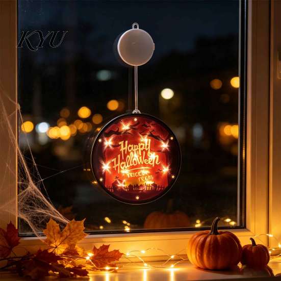 Indoor Holiday Atmosphere Lamp Halloween Window Decor Light, Battery Powered Ghost Pumpkin Fairy Portable Operated Light String Lantern for