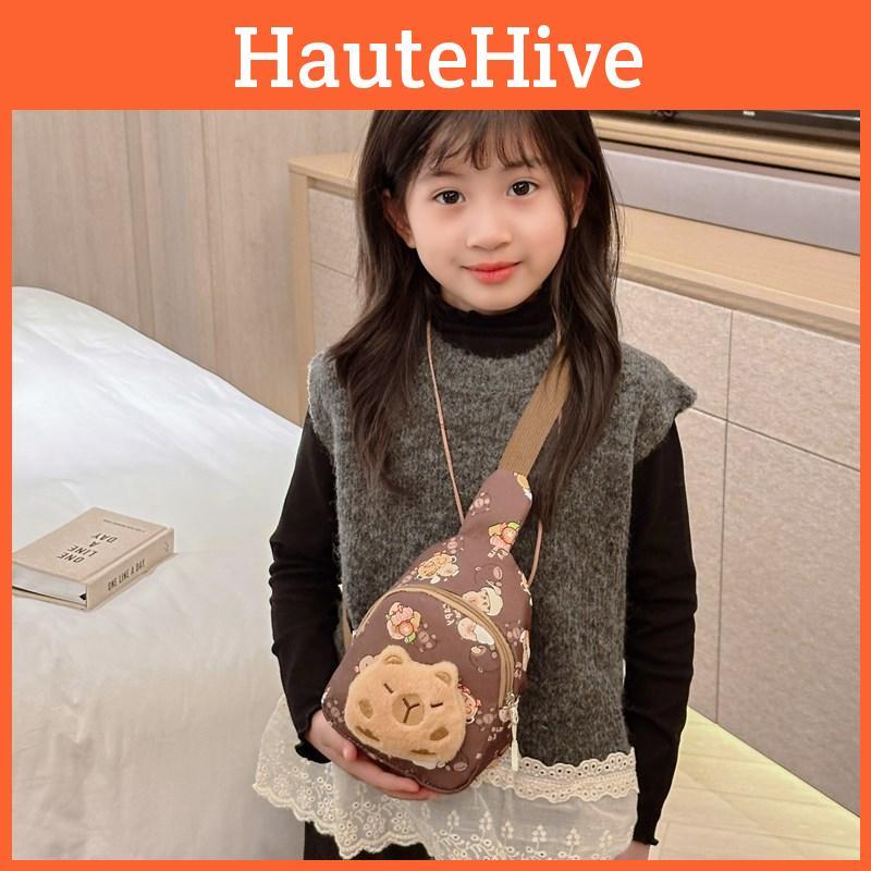 Printed Capybara Plush Shoulder Crossbody Chest Bag Children Outdoor Leisure