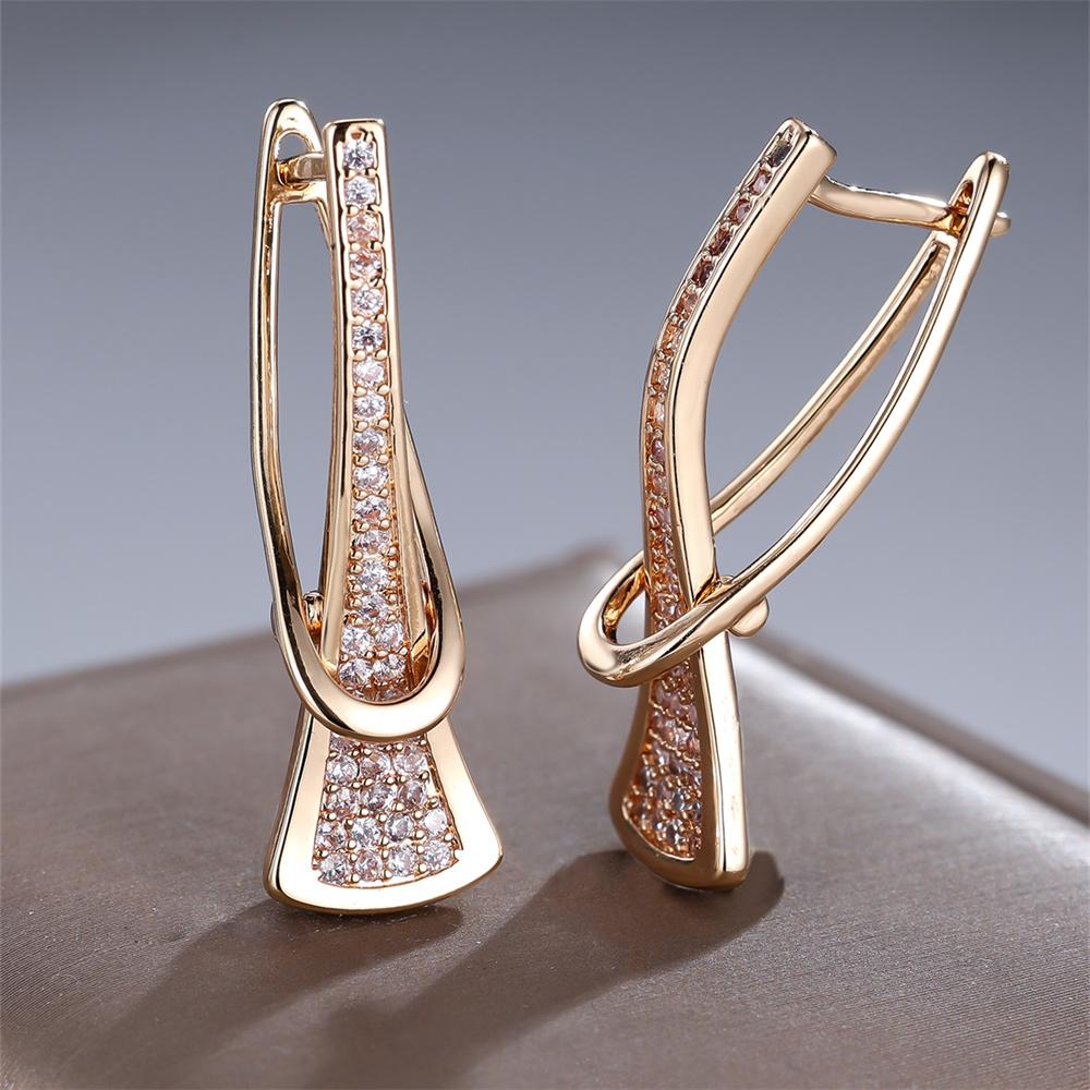 Creative High Heels White Zircon Hoop Earrings For Women Vintage  Gold Color Ear Buckle Wedding Jewelry Mother's Day Gift