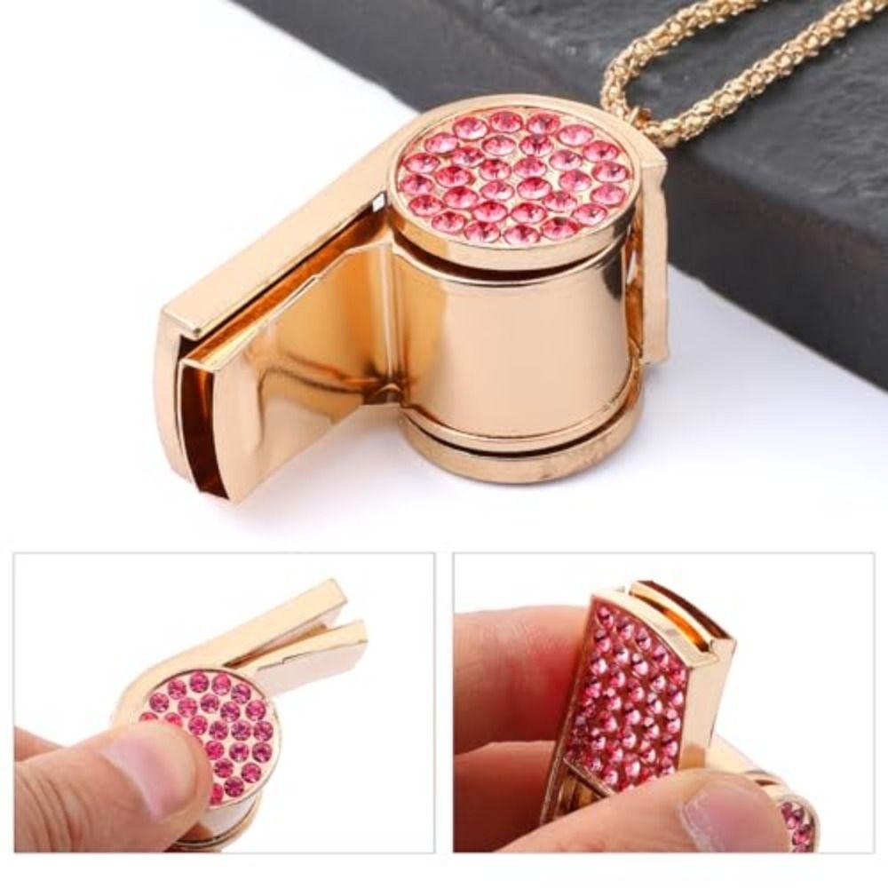 Shining Whistle Necklace with Lanyard Gold Bling Whistle For Referees, Coaches, Teachers