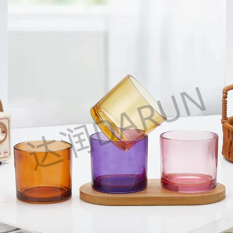 Creative Colorful Glass Cup Aroma Candle Holder for Home Decoration 9080 Candle Cup; Clear