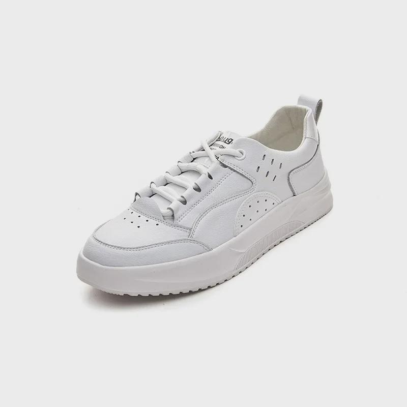 2025 Women's Flat White Leather Lace-Up Casual Sneakers: Comfortable & Simple for Spring