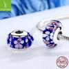 S925 Sterling Silver Pink Floral Lampwork Beads for DIY Bracelets