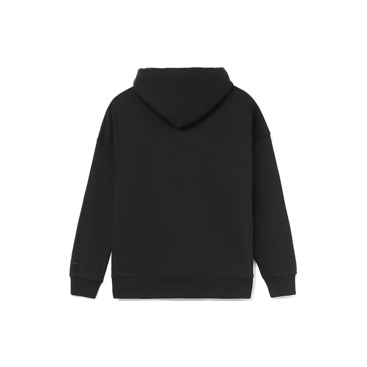 Li Ning Sports Trend Series Small Logo Pocket Solid Color Loose Hoodie Unisex Hoodies Black AWDR869-7