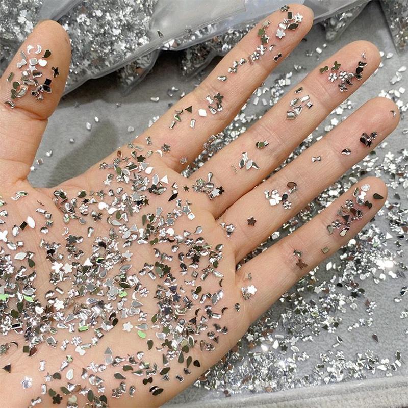100Pcs Nail Art Mini Small Diamond Flat Back Nail Charms Rhinestones Special Shaped Crystals Nail Art Stones Decoration