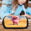 1 Adorable Flat 2D Pink Pig Pencil Case with Double Layer, Large Capacity, Desigfoldable, Ideal for School and the Office
