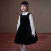 Girls' Black Velvet Princess Vest Dress