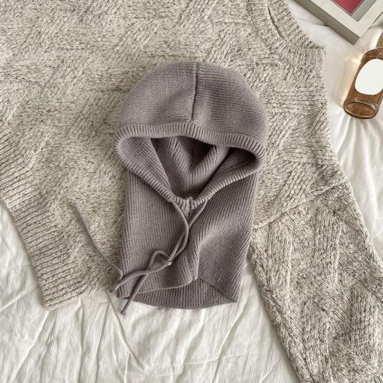 Écharpe Bonnet Couleur Unie Sangles Réglables Laine Chaud Cache-Cou Intégré Blocage de Température Hiver Extérieur Cyclisme Ski Coiffure