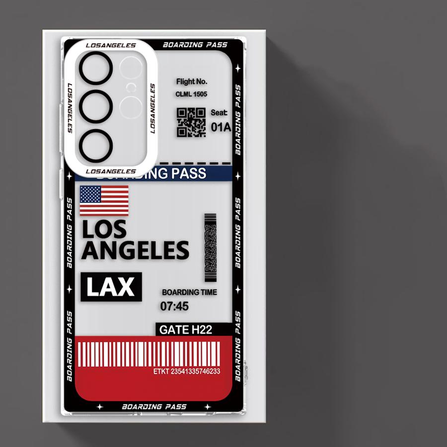 

Los Angeles New York Boarding Pass Case for Samsung Galaxy Note 20 10 S23 FE S24 Plus S25+ S24+ S21 S25Ultra S25 Ultra S23+ S22 Galaxy S24 FE