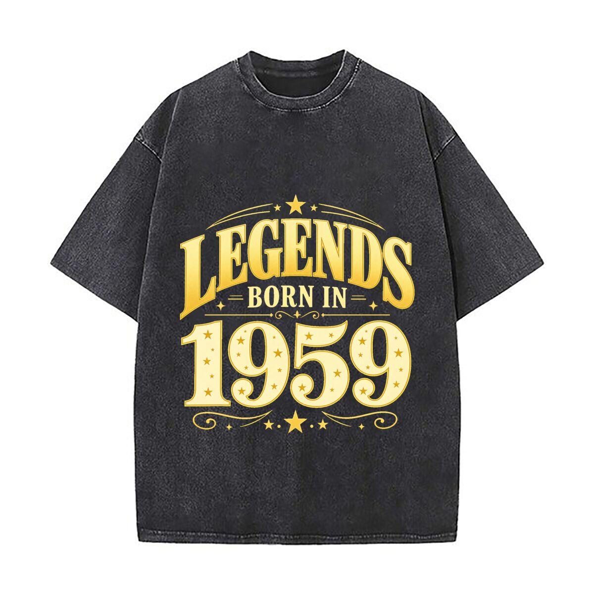 Golden Legends Born In 1959 Loose Solid Distressed T Shirt American Casual Crew Neck Top 2XL