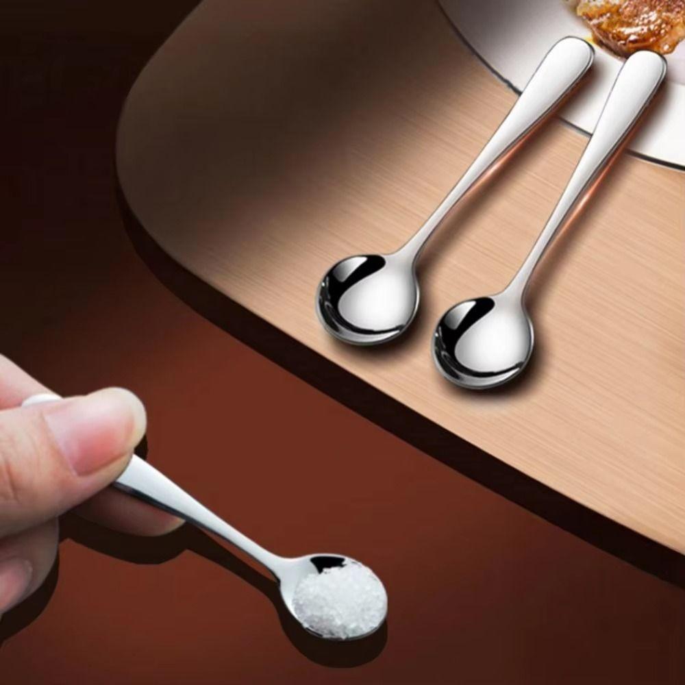 10pcs Stainless Steel Mini Coffee Spoon Rust-proof Seasoning Spoon Portable Tiny Spoon  Sugar