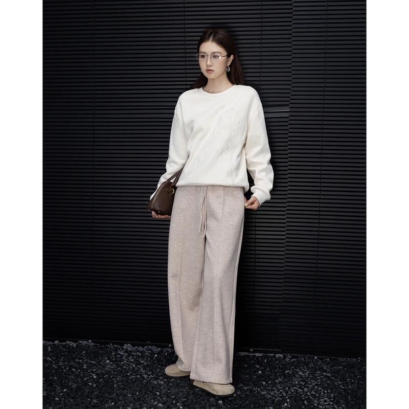 Demana Women's Winter 350G Aolai Velvet Loose Fit Embroidered Sweatshirt