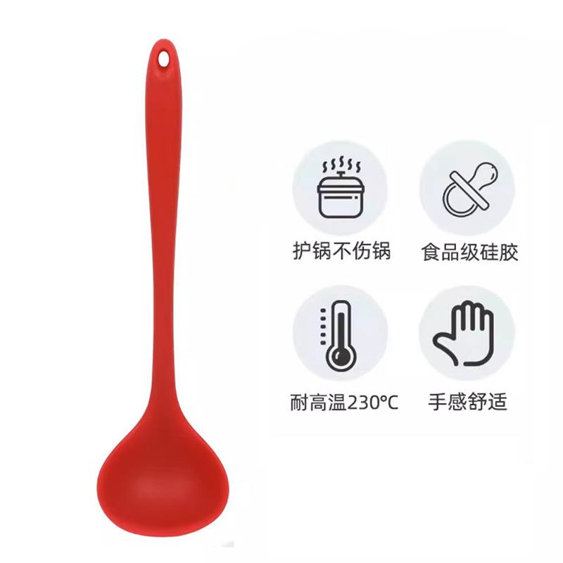 Бытовая пищевая силиконовая суповая ложка Кухонная специальная большая утолщенная суповая ложка с длинной ручкой для кухни Антипригарная сковорода