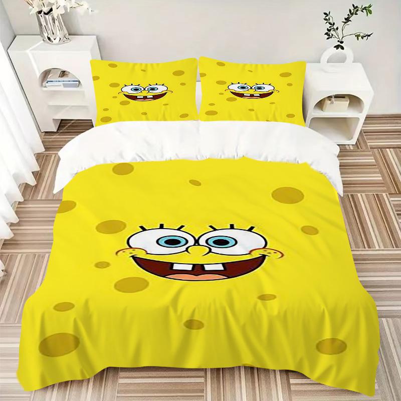 Spongebob Squarepants Print 3Pcs Bedding Setduvet Cover With 2 Bedropillowcase Home Birthday Gift