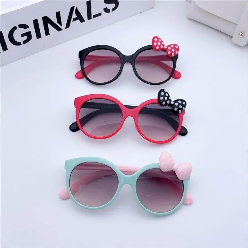 Sunglasses Girls Boys Shiny Bowknot Sun Glasses Lovely Cat Children Eyewear Fashion Gradient Eyeglasses UV400