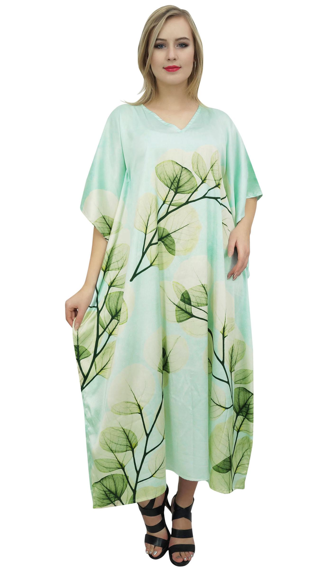

Bimba Women s Floral Satin Long Kaftan Dress Aqua Blue Maxi Caftan 6 aqua синього кольору