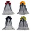 Long Ribbon Veil Flowers Headdress Skull Design Gothic Head Hoop Halloween Hair Band  Costume