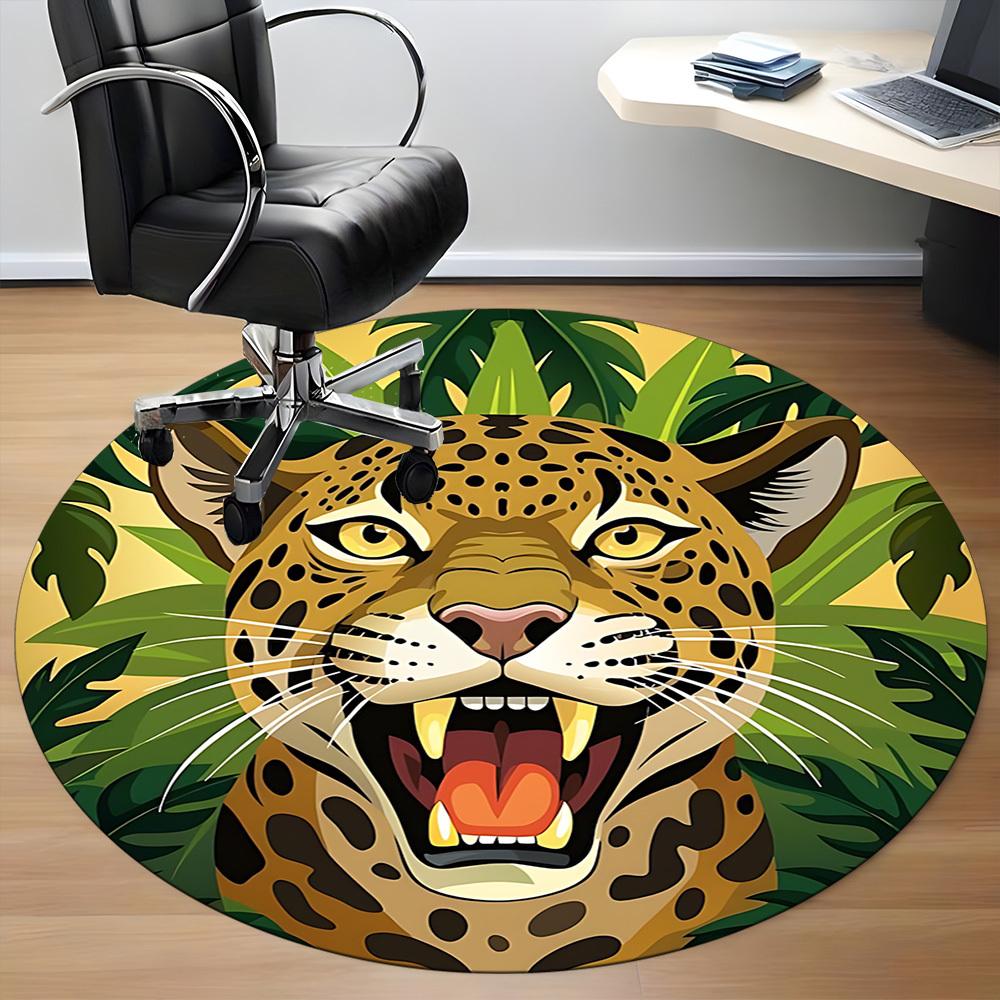 1pc Jaguar, Jungle Print Chair Carpet for Office, Soft Comfortable Mat For Office, Living Room, Bedroom, Machine Washable Carpet yy251112166