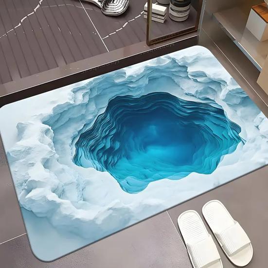3D Optical Illusion Rug Endless Abyss Floor Mat Depth Manhole Entrance Rug Non-Slip Doormat for Bathroom Living Room Playroom Decoration
