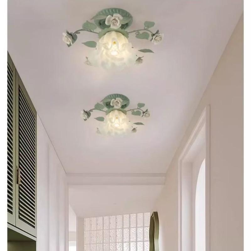 Pastorale Deckenleuchten Rose Schmiedeeisen Blume Lampe Veranda Gang Montieren Deckenleuchten Küche Home Beleuchtung