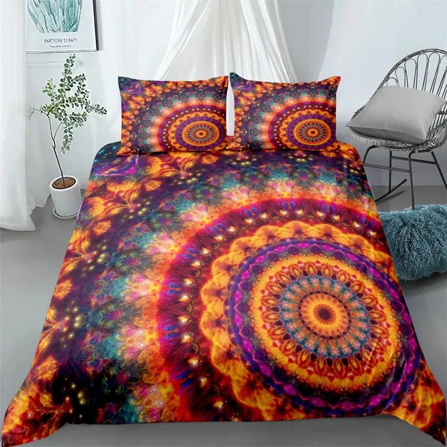 Mandala Sada povlečení Bohémské ložní prádlo Modrá Růžová Elegantní Bohémský Romantický King Polyesterový Povlak na přikrývku Povlak na přikrývku Povlak na polštář