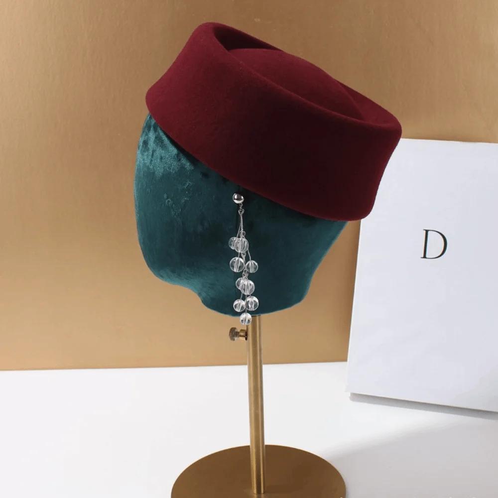 Hard Top Wool Felt Berets Concave