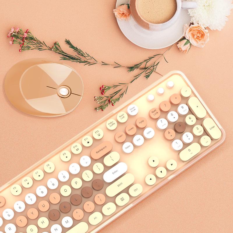 MOFII Motehand 2.4G Wireless Keyboard & Mouse Set - SWEET Colorful Lipstick Design