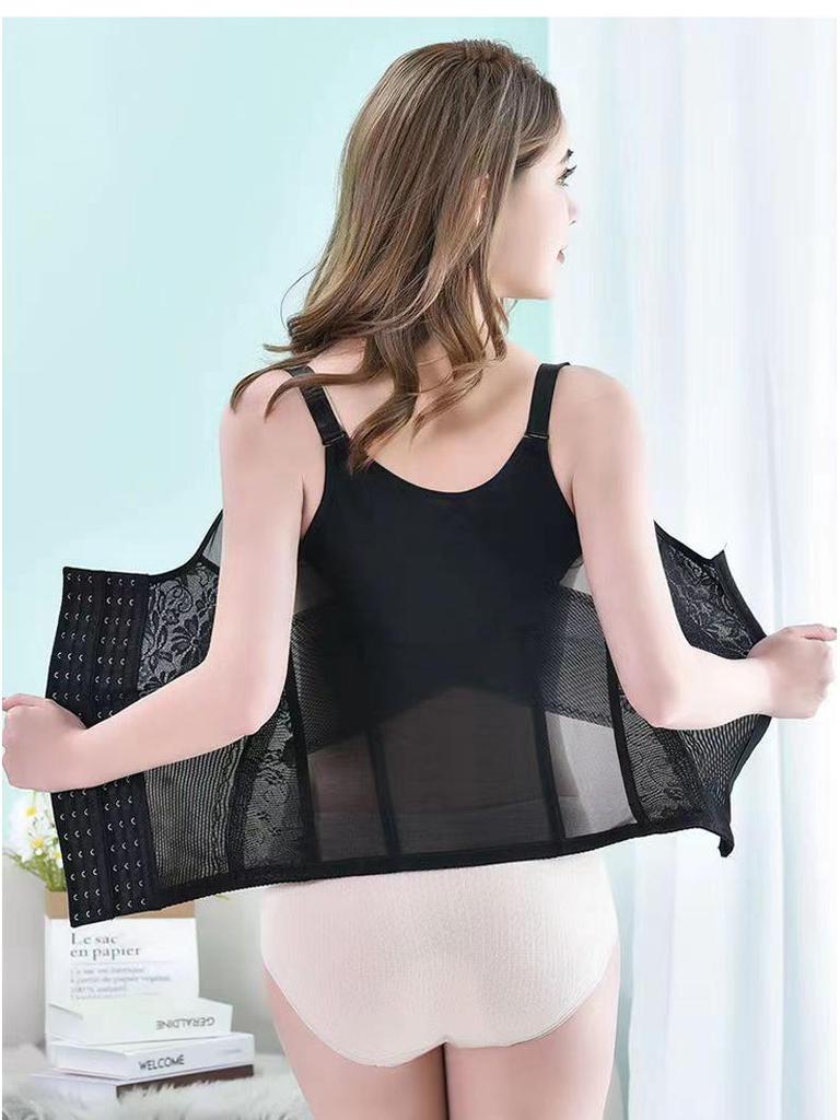 Women's Plus Size 6-Row Hook Abdomen Control Corset Top for Strong Upper Body Slimming