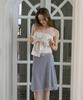 Leteoli Check Mide Skirt_Light Gray