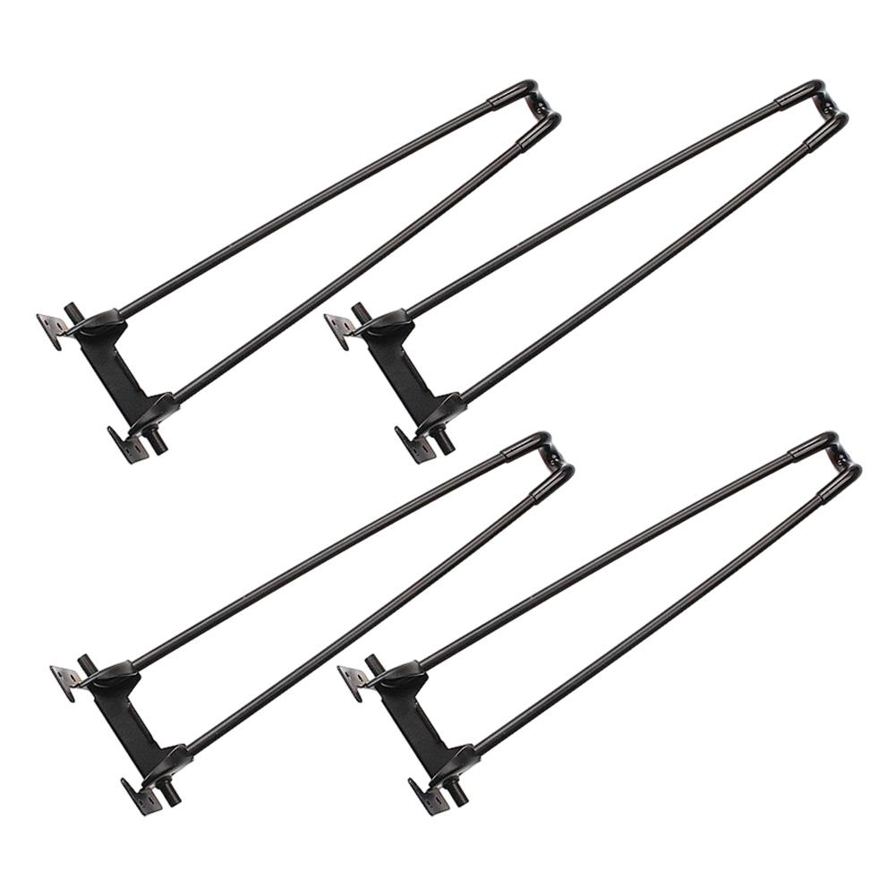 4-pack hopfällbara hårnålsbordsben Svart Järn för Kaffe Nattduksbord Skrivbord DIY-projekt med Golvskyddande Gummi