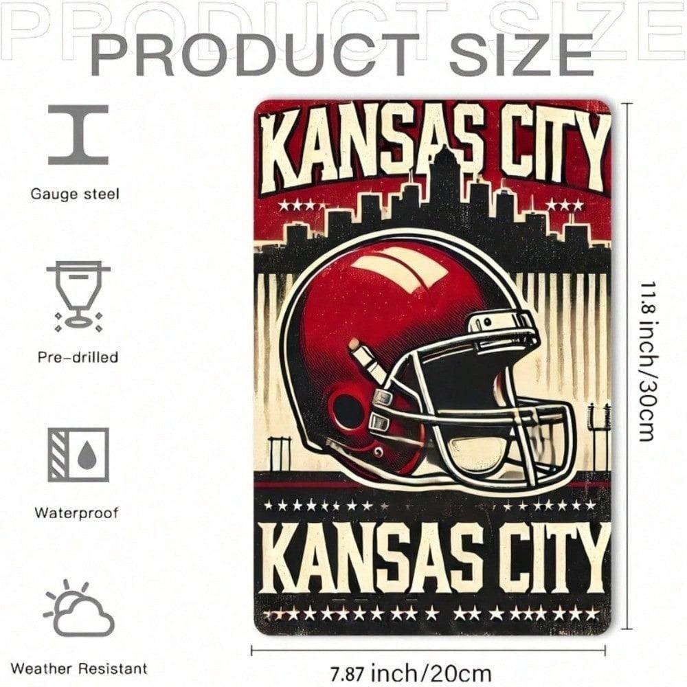 Kansas City Chiefs Vintage Football Metal Sign Heavy Duty Large 7.8x11.8 Inch Plaque Art Gift