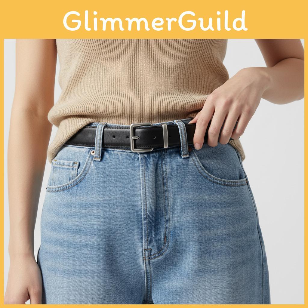 Minimalist Leather Womens Waist Belt With Pin Closure For Daily Style