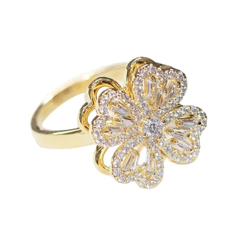 

Korean Ins Wind Rotatable Four-leaf Clover Opening Ring Simple Retro Design Index Finger Ring Female Jewelry Gift 1