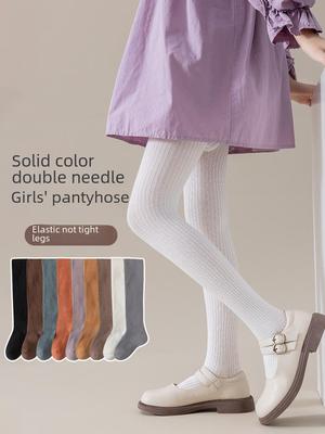 Girls' Cotton Leggings and Stockings - White, Thin for Spring and Autumn