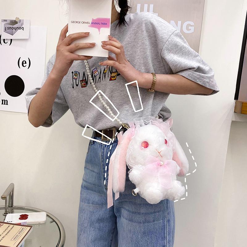 Olita cute Lolita rabbit bag lace doll crossbody plush bag girl heart doll shoulder bag
