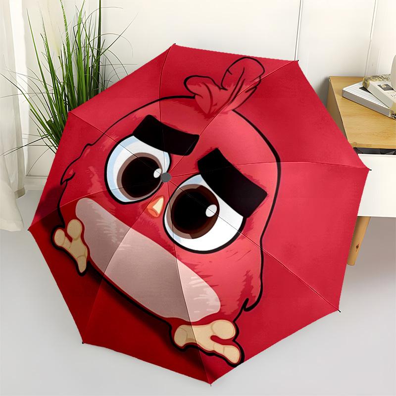 1pc Angry Bird Automatic Open/Close Folding Umbrella, Windproof 8-Rib Construction, Lightweight Travel Umbrella for Women/Men 15