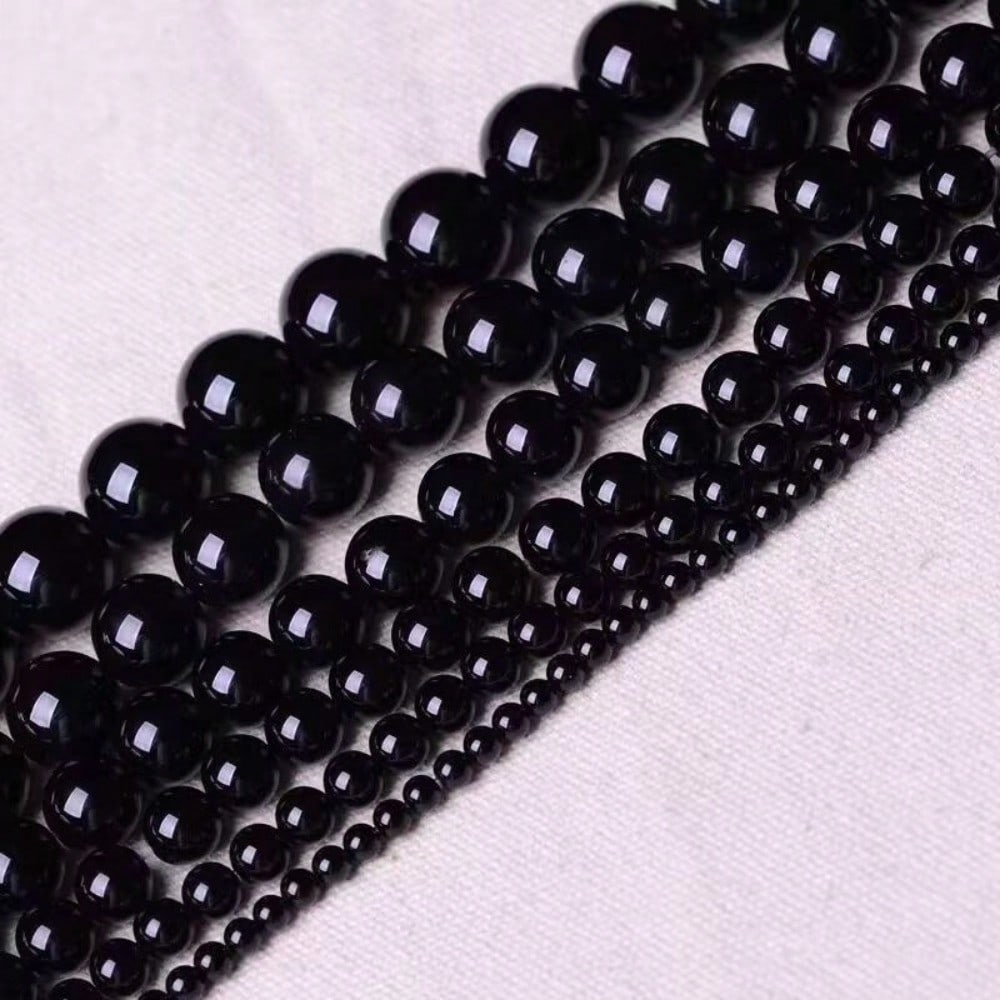 Natural 7A Black Agate Loose Beads Jewelry Accessories Bracelet Beads Work in Progress Black Agate