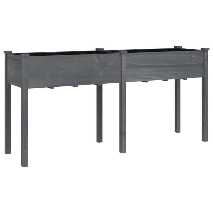VidaXL Planter with Lining Grey 161x45x76 Cm Solid Fir Wood 364238