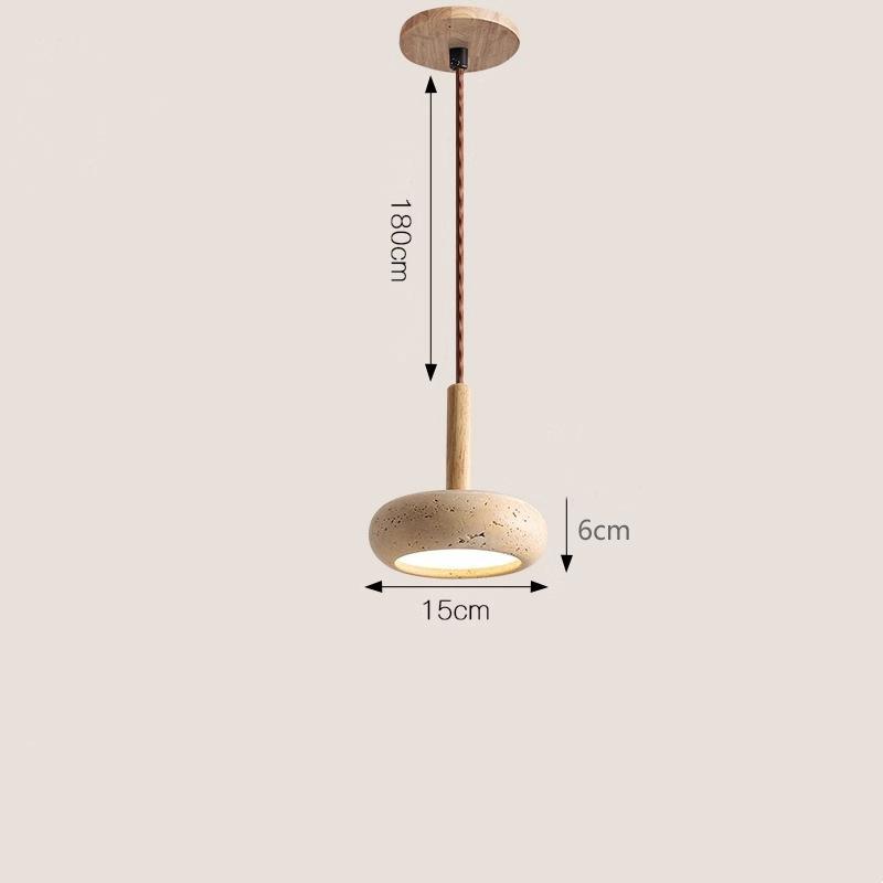 Japanese-Style Yellow Travertine Lamp Wabi-Sabi Retro Pendant Light Middle for Dining Room Bedside Decorative Chandelier