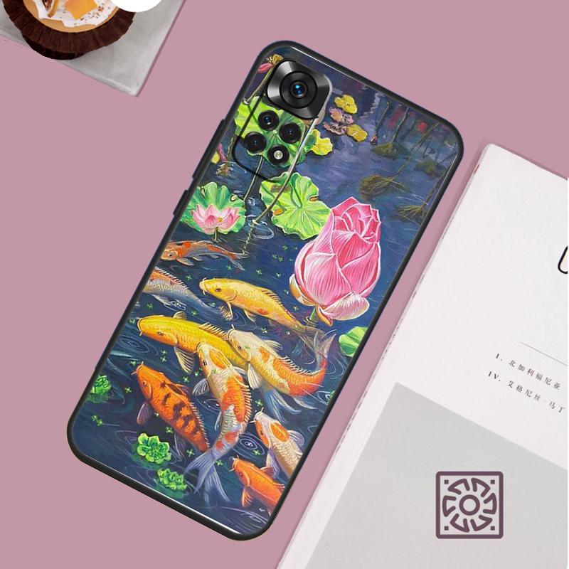 Koi Carp Fish Painting Case For Xiaomi Redmi Note 12 11 8 9 10 13 Pro 12S 11S 10S 9S Redmi 13C 9C 10C 12C Cover