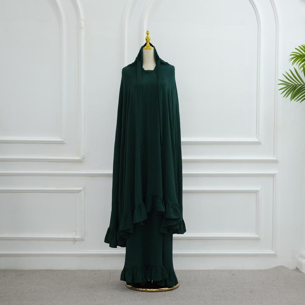 Loriya 2025 Solid Color Dress with Large Headscarf LR972