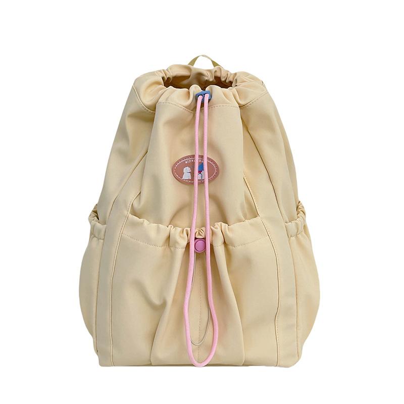 Schoolbag Female College Student School Bag Juvenile Versatile Girl Heart Drawstring Bundle Mouth Bag Commuter Travel Backpack Female