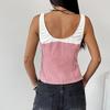 Contrasting Plaid Lace-Up Hollow Sweetheart Slim Vest Suspenders for Women