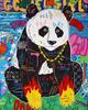 Modern Graffiti Street Panda Art Kiss of Victory Canvas Painting Wall Art Pictures Posters and Prints for Living Room Home Decor No Frame