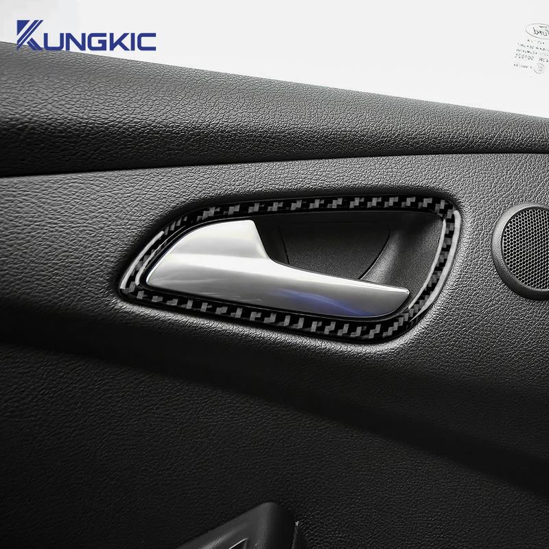 For Ford Focus SE ST Ecoboost 2012 2013 2014 Real Soft Carbon Fiber Sticker LHD RHD Car Door Handle Frame Panel Trim Accessories