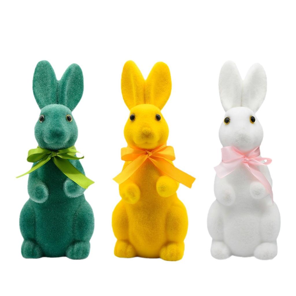 Easter Bunny Ornaments Creative Colorful Flocking Doll Desktop Decoration Props