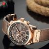 Curren 8291 Men's Multifunctional Leather Strap Watch with Six-Hand Calendar and Large Dial