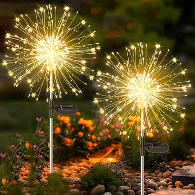 1pc Warm Light Solar Fireworks Light Outdoor Waterproof Light Garden Fences Lawn Ornaments for Wedding Party Decoration