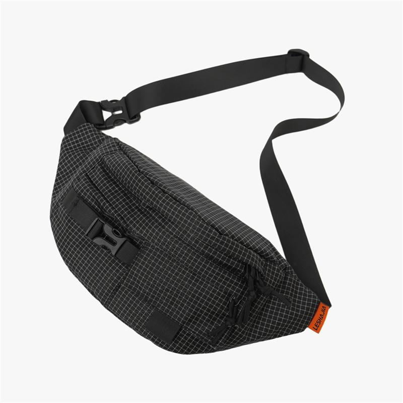 Stylish Grid Pattern Chest Bag Multiple Pockets Ideal for Outdoor Activities and Daily Use